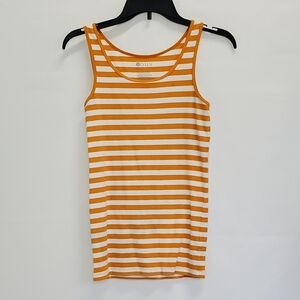 Stylus Orange & White Striped Ribbed Tank Top